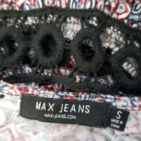 Max Jeans Hippie Tunic Top Floral Long Bell Sleeves Macramé Mandala - Picture 8 of 8